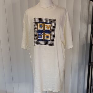 Quilt Tease Cream Embroidered T-Shirt